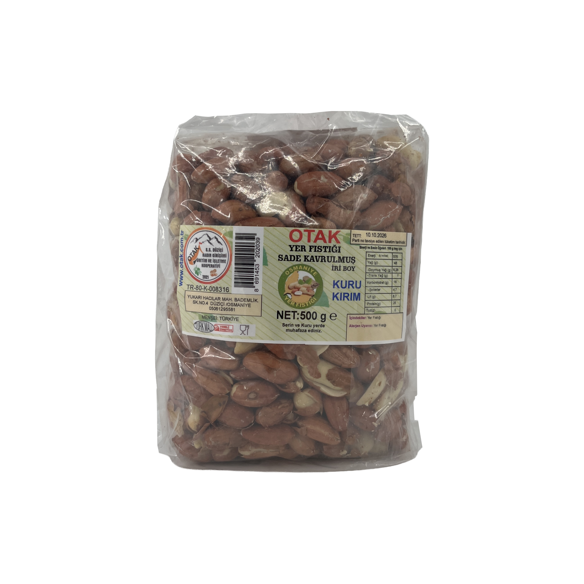 Düziçi Otak Osmaniye Yer Fıstığı Sade Kavrulmuş 500 Gr