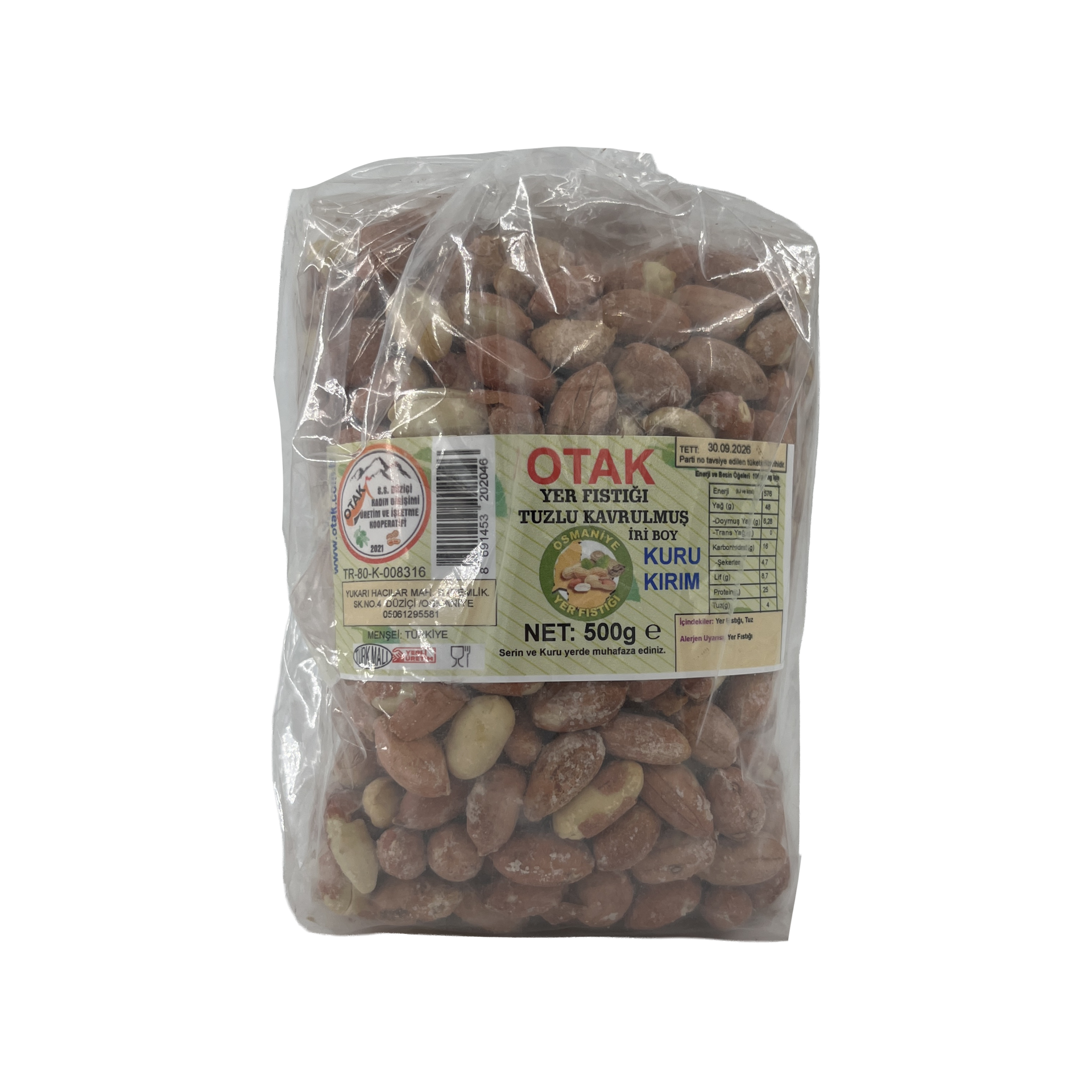 Düziçi Otak Osmaniye Yer Fıstığı Tuzlu Kavrulmuş 500 Gr