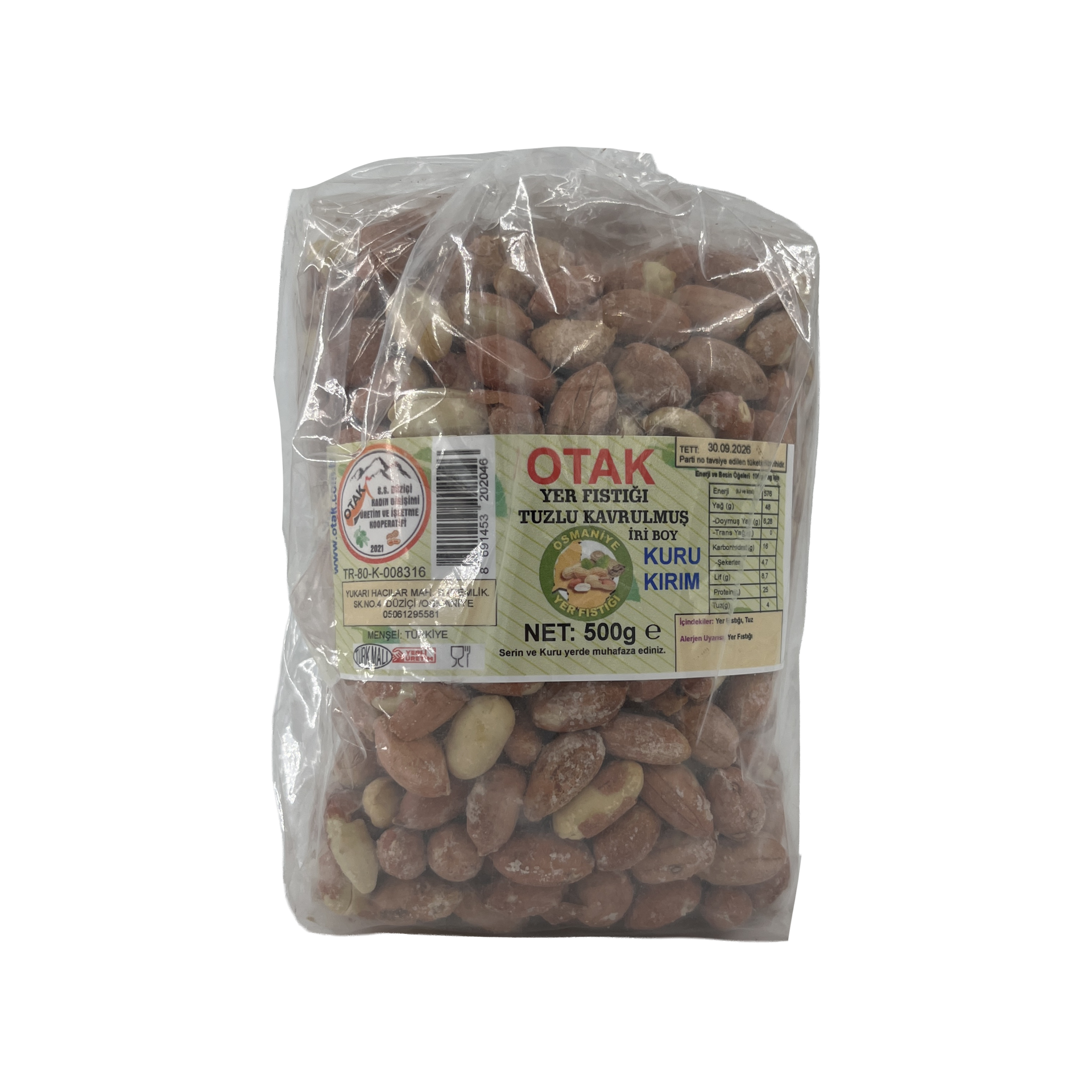 Düziçi Otak Osmaniye Yer Fıstığı Tuzlu Kavrulmuş 500 Gr