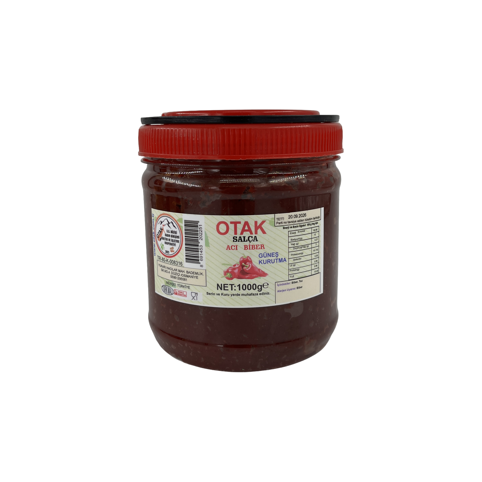 Düziçi Otak Biber Salçası Ev Yapımı Acı 1000 Gr