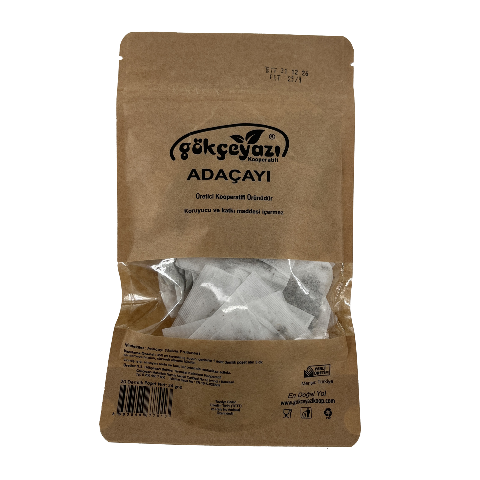 Gökçeyazı Adaçayı Süzen Poşet 24 Gr