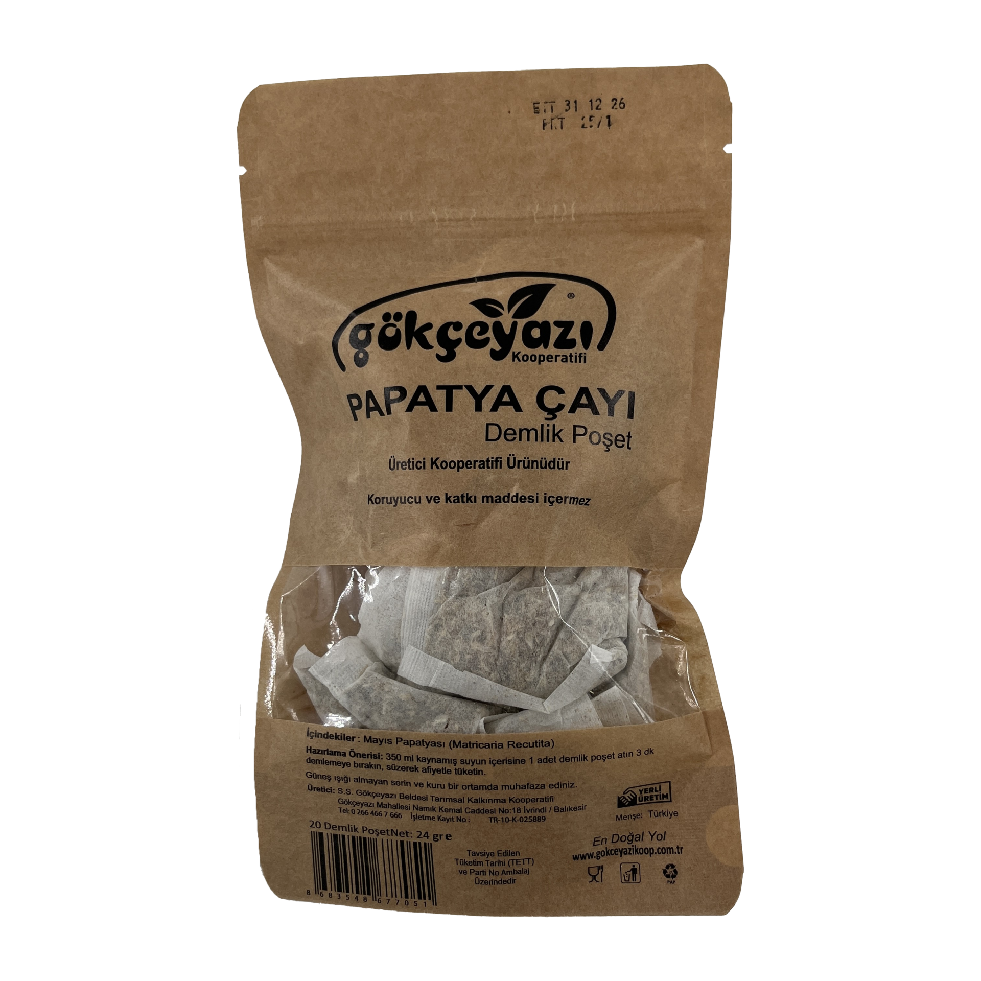 Gökçeyazı Papatya Çayı Süzen Poşet 24 Gr