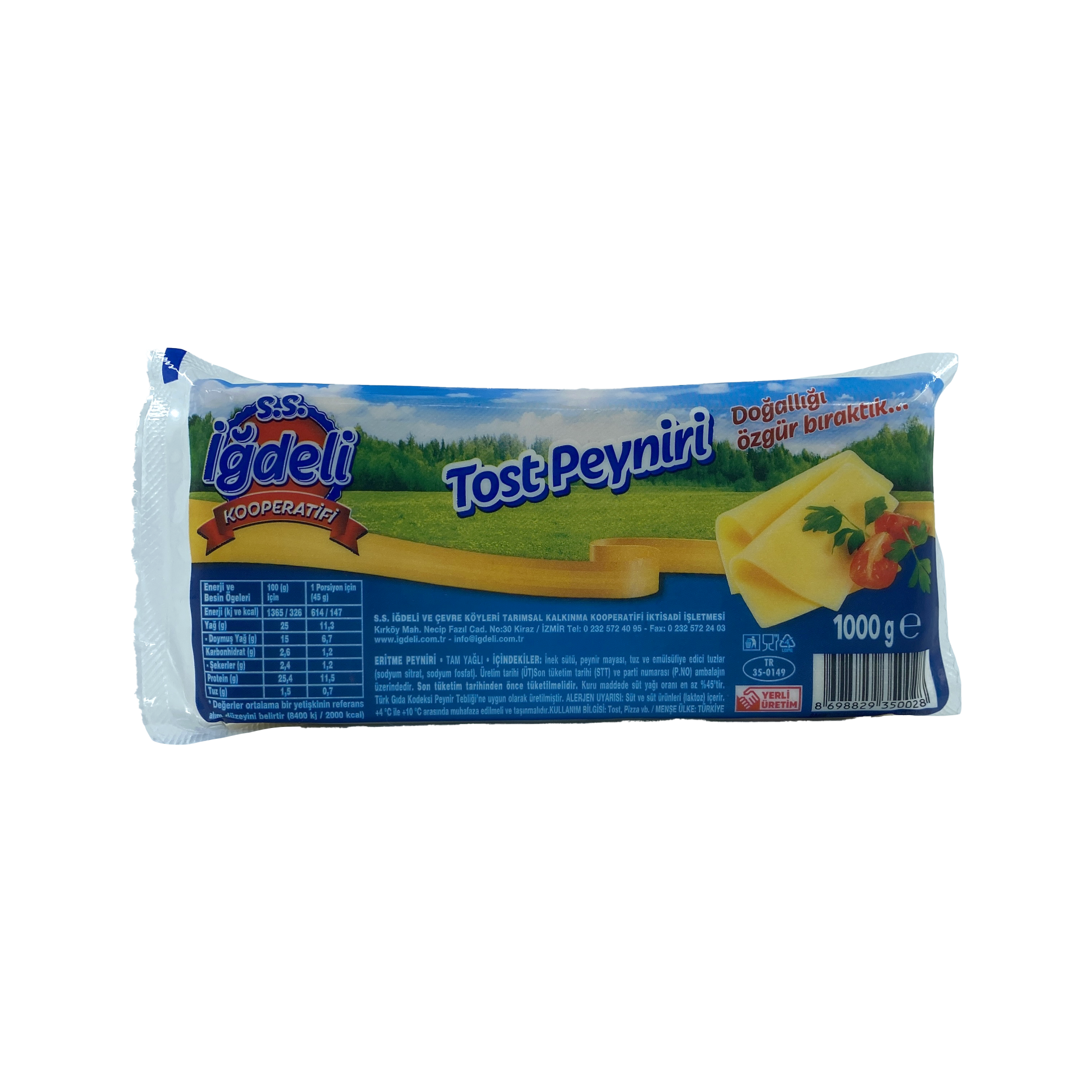 İğdeli Eritme Tost Peyniri (Tam Yağlı) 1 Kg