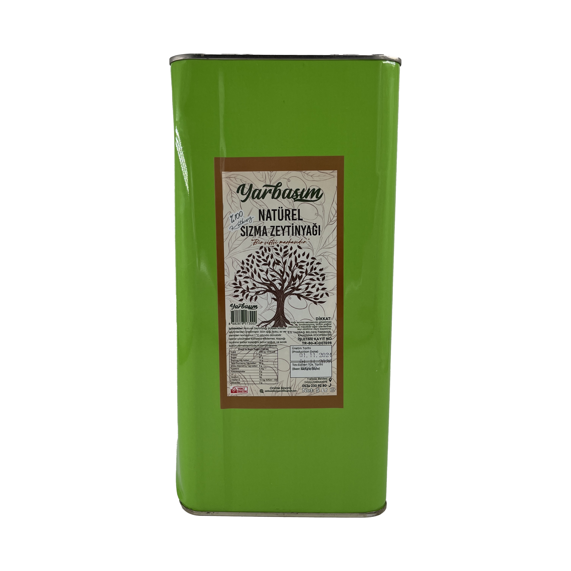 Yarbaşım Naturel Sızma Zeytinyağı 5 Lt