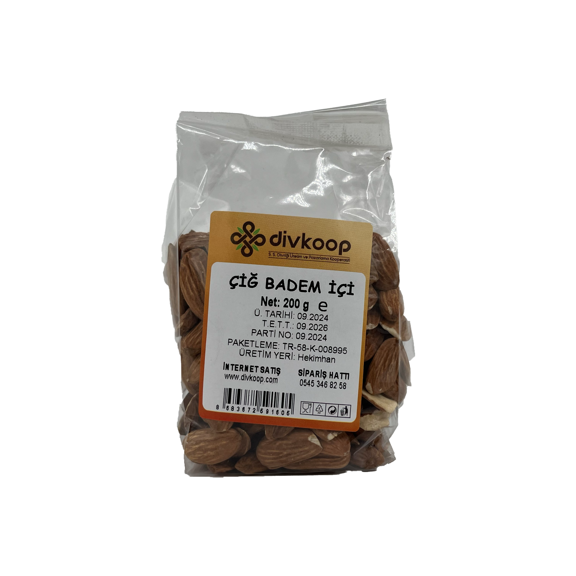 Divkoop Çiğ Badem İçi 200 Gr