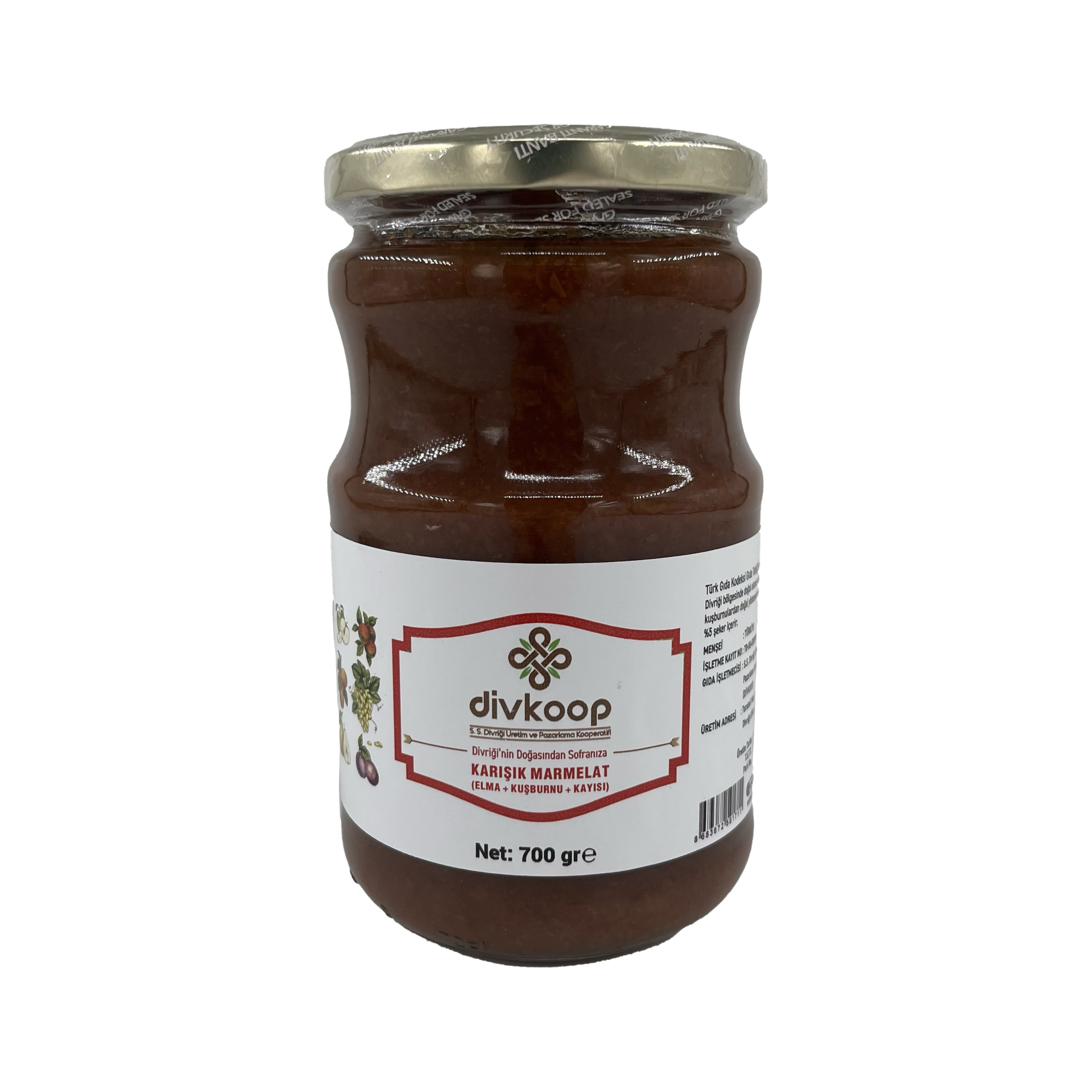 Divkoop Karışık Marmelat (Elma + Kuşburnu + Kayısı) 700 Gr