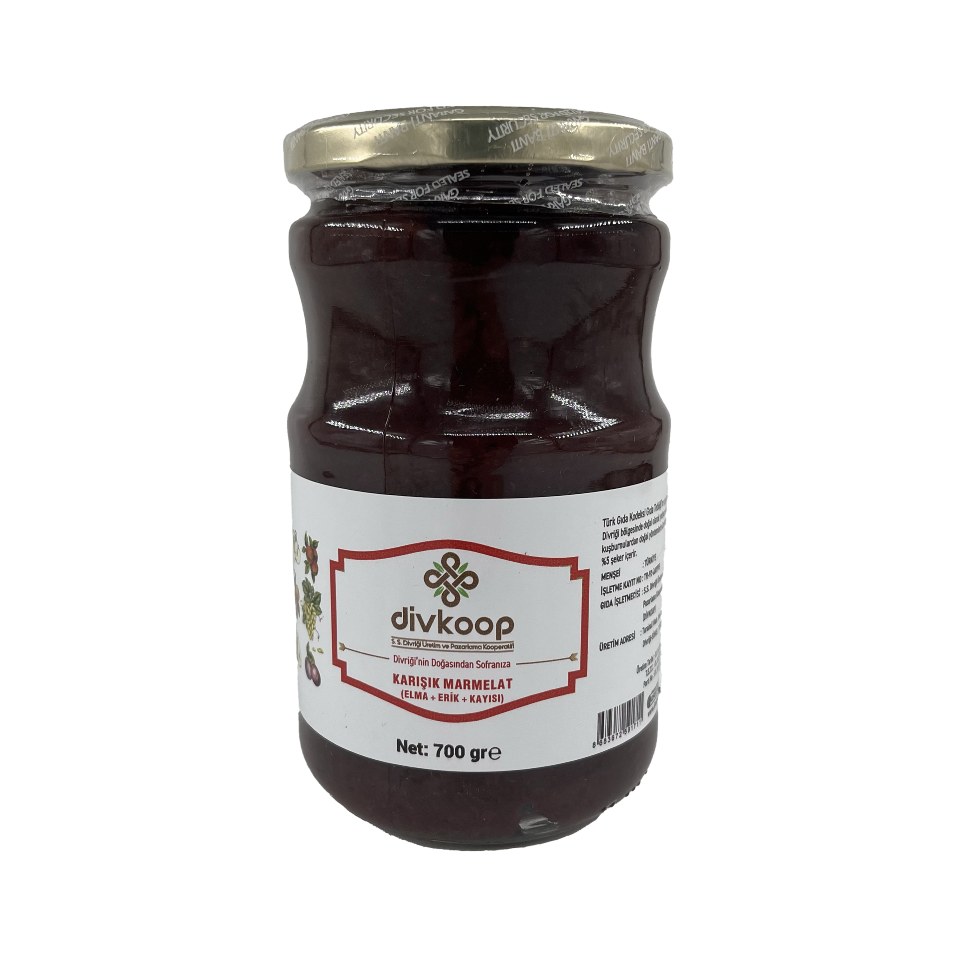 Divkoop Karışık Marmelat (Elma + Erik + Kayısı) 700 Gr