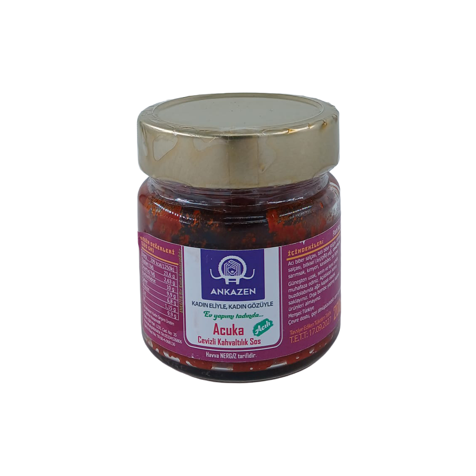 Ankazen Acuka Cevizli Kahvaltılık Sos Acılı 200 Gr