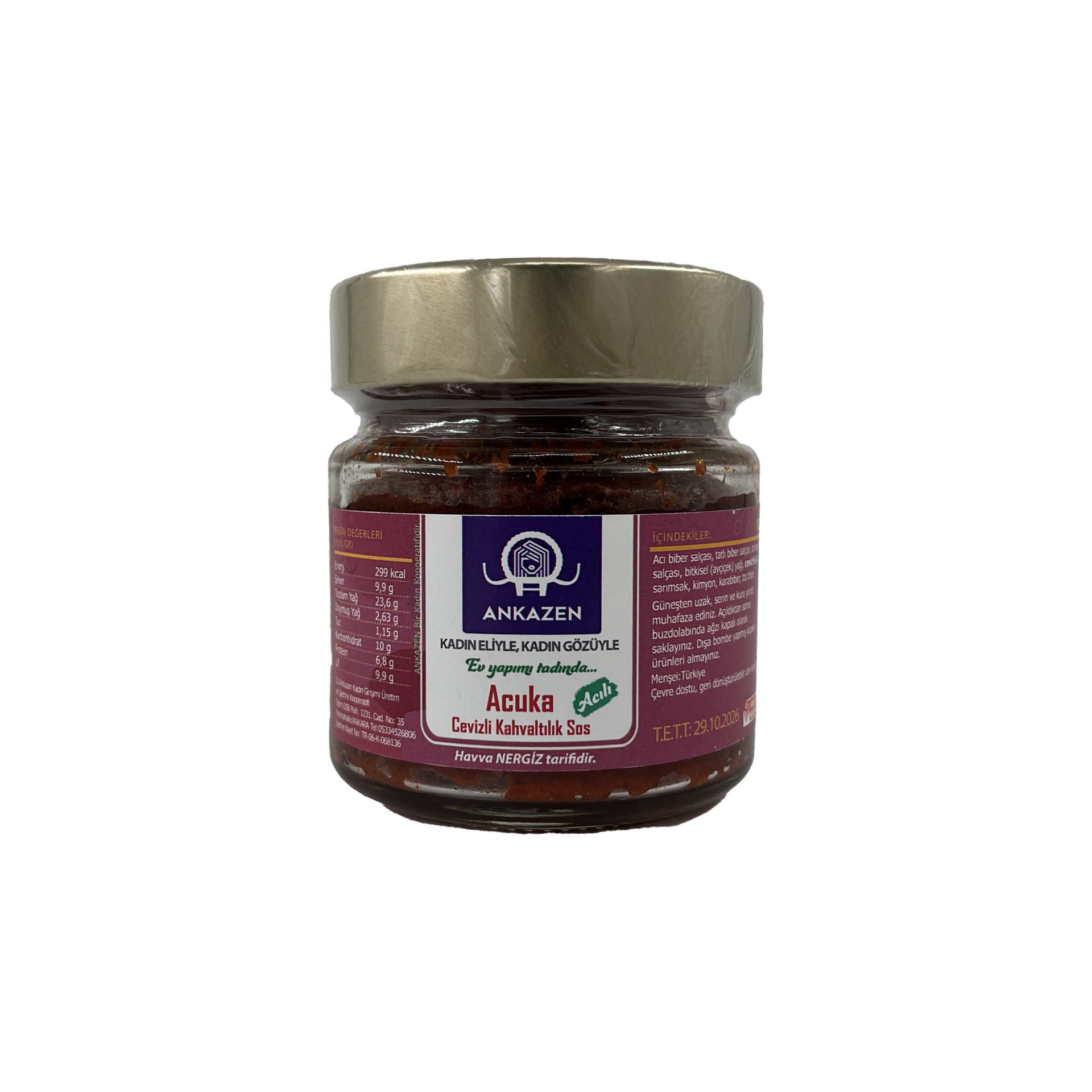 Ankazen Acuka Cevizli Kahvaltılık Sos Acılı 200 Gr