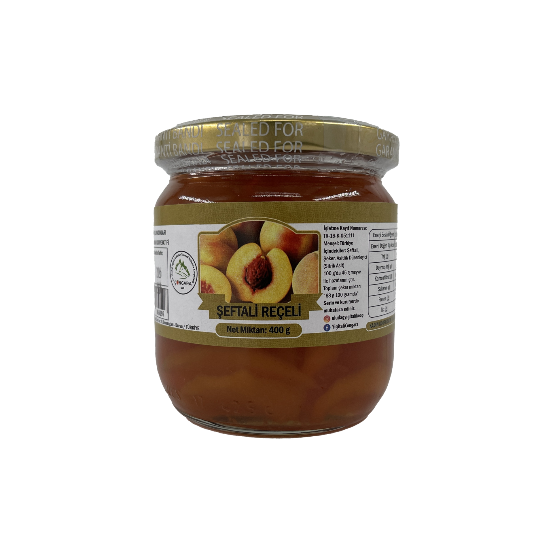 Uludağ Yiğitali Şeftali Reçeli 400 Gr