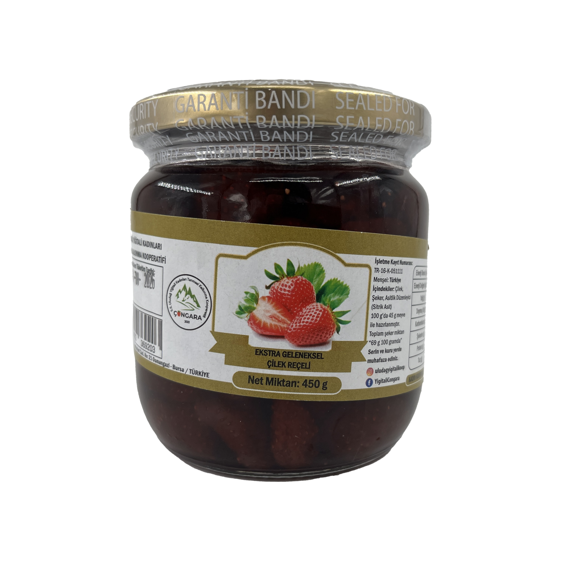 Uludağ Yiğitali Çilek Reçeli 450 Gr