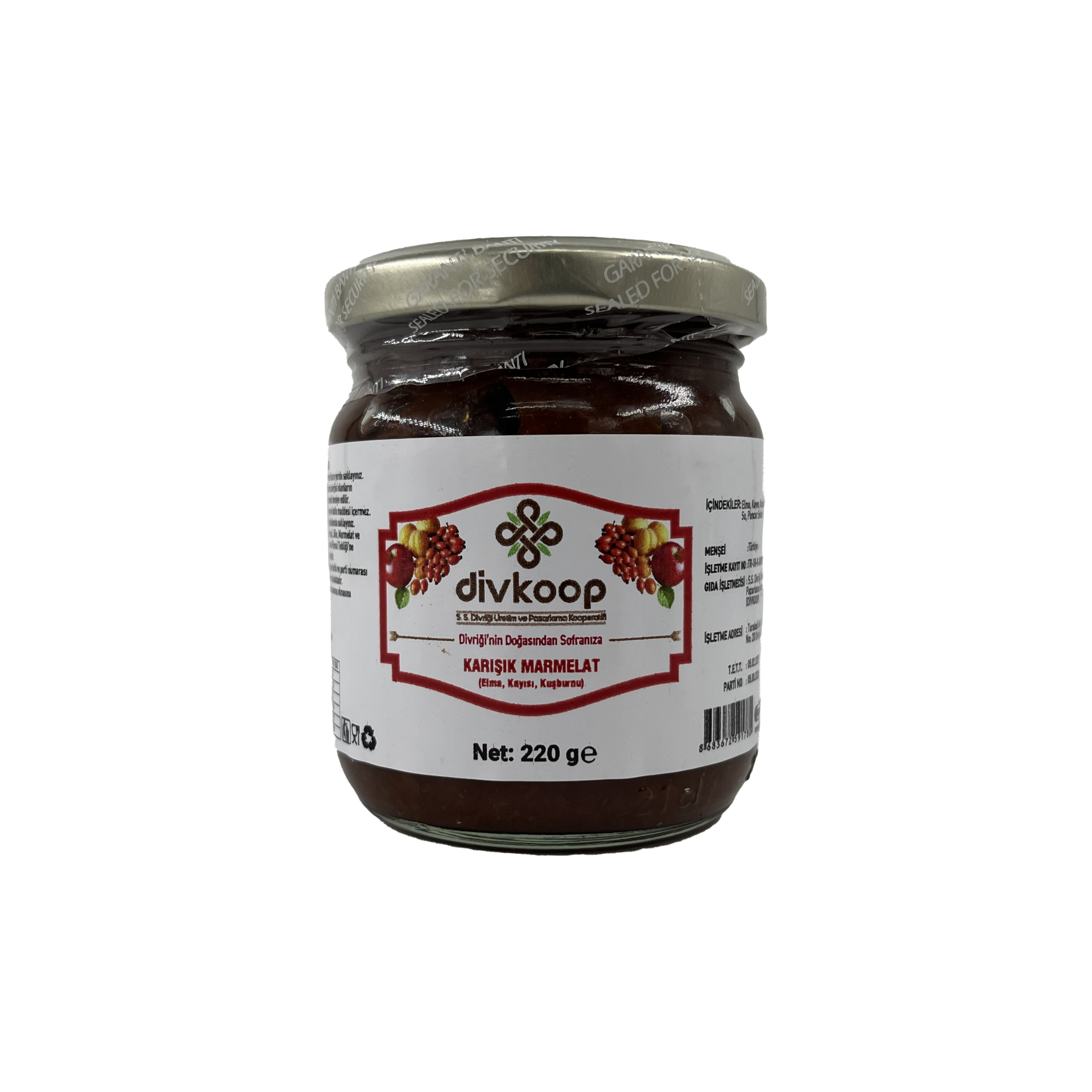 Divkoop Karışık Marmelat (Elma + Kuşburnu + Kayısı) 200 Gr