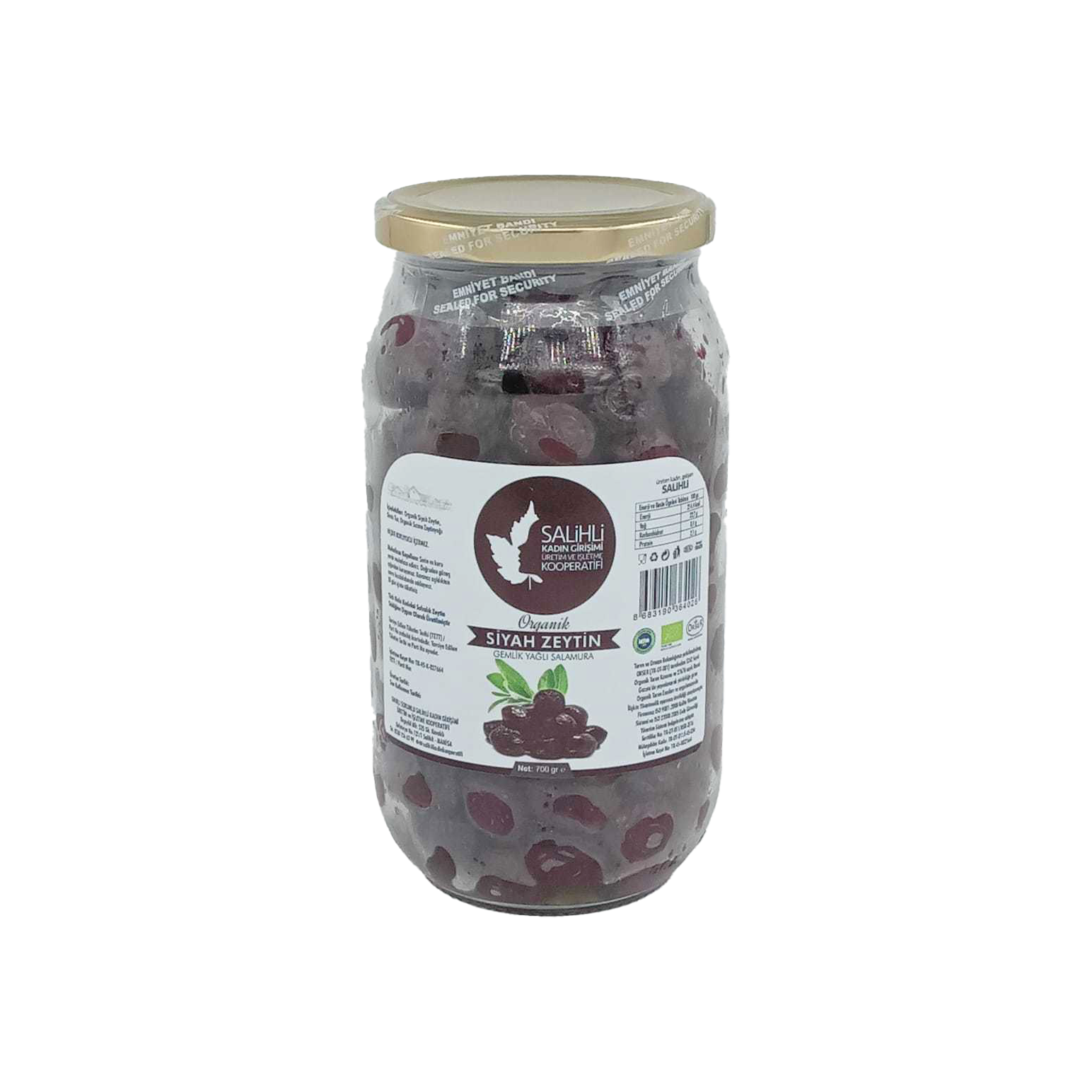 Salihli Organik Salamura Siyah Zeytin 700 Gr