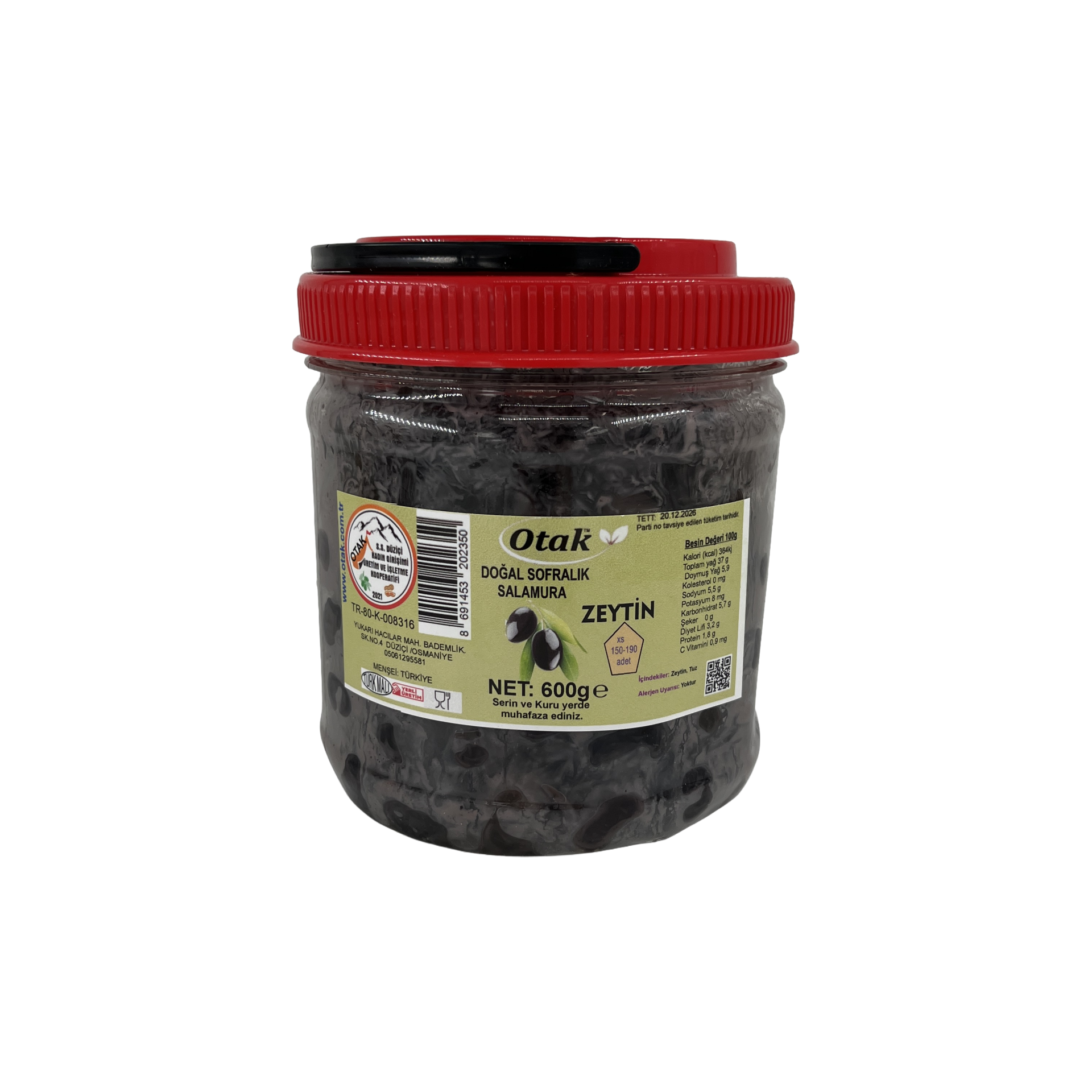 Düziçi Otak Salamura Siyah Zeytin 600 Gr