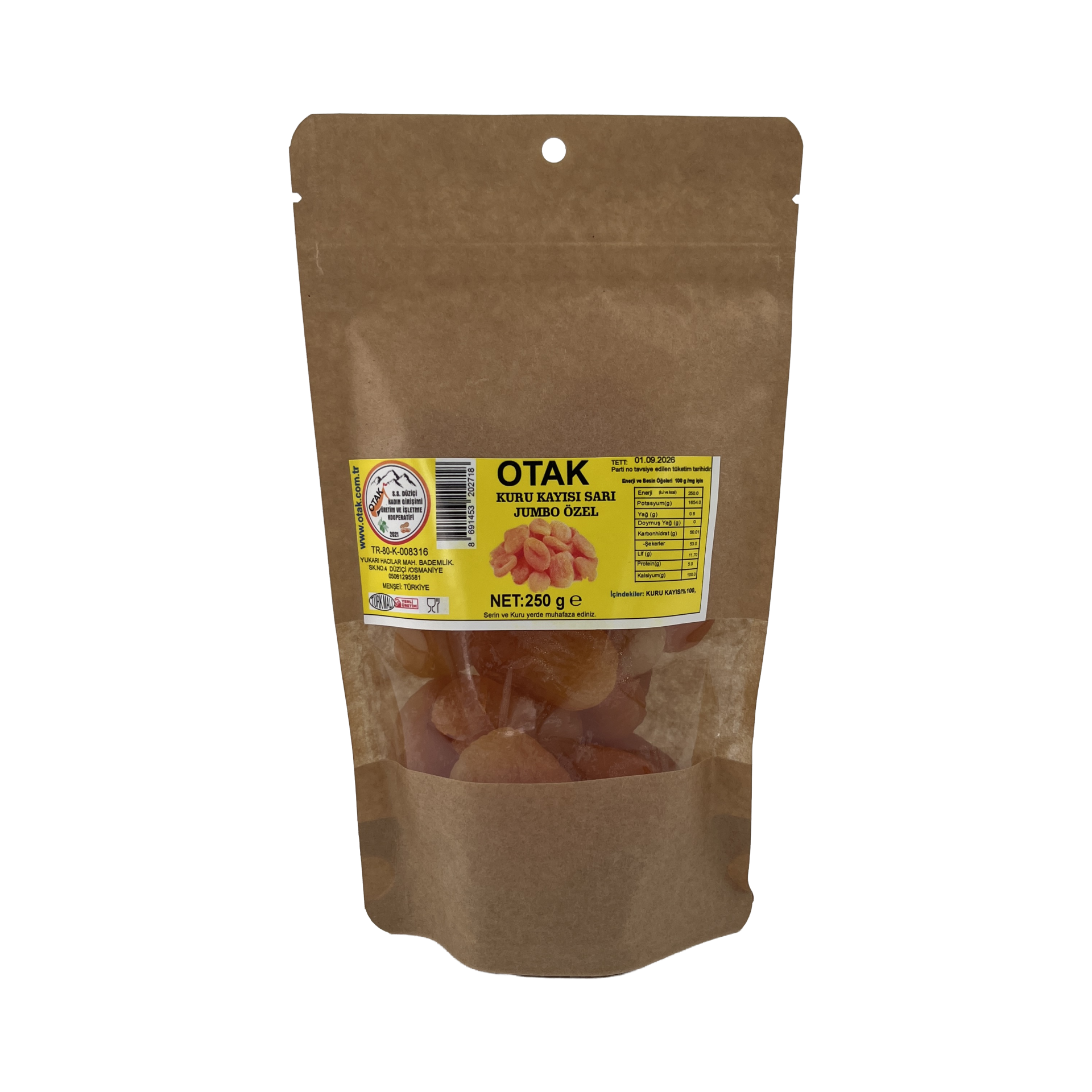 Düziçi Otak Kuru Kayısı Sarı Jumbo Özel 250 Gr