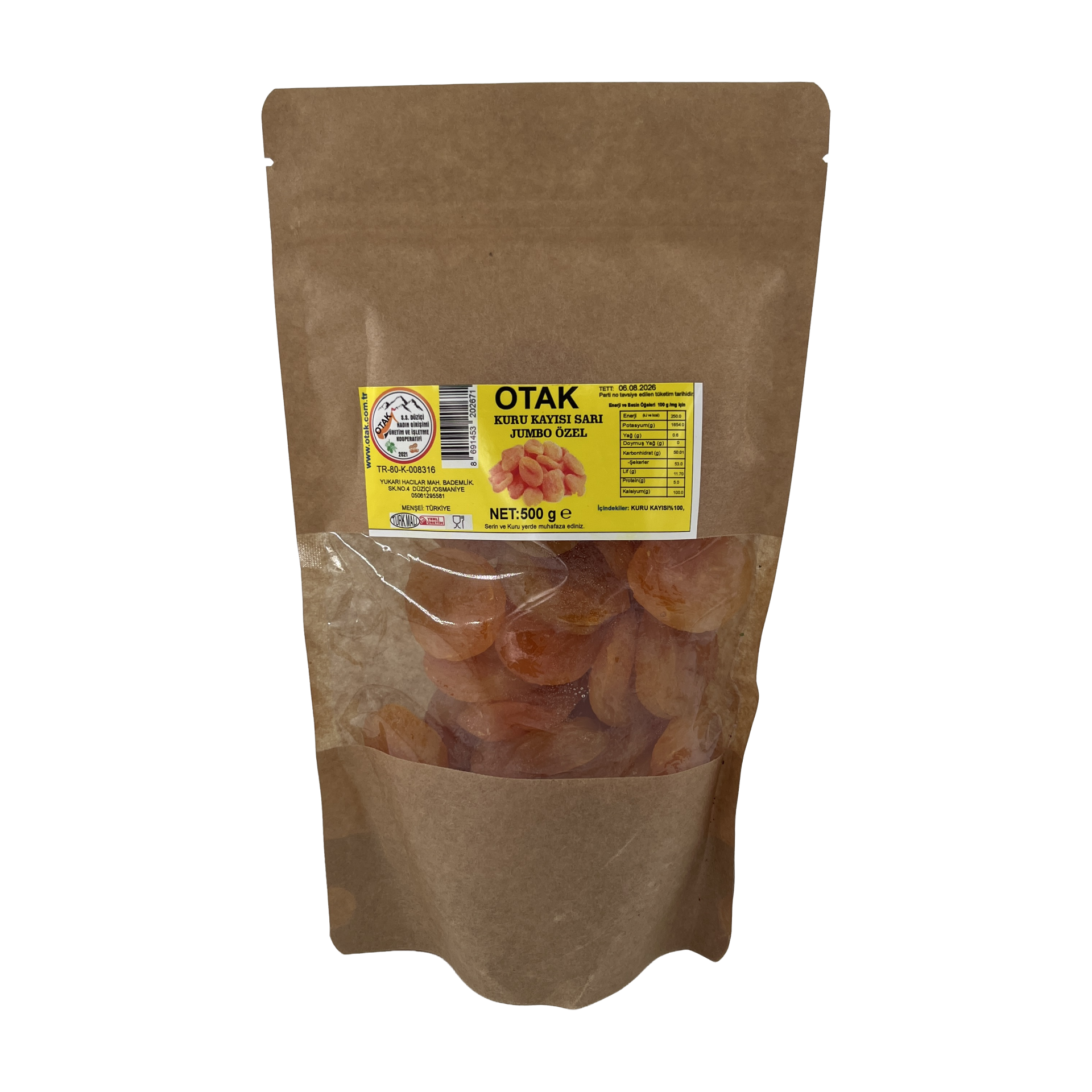 Düziçi Otak Kuru Kayısı Sarı Jumbo Özel 500 Gr