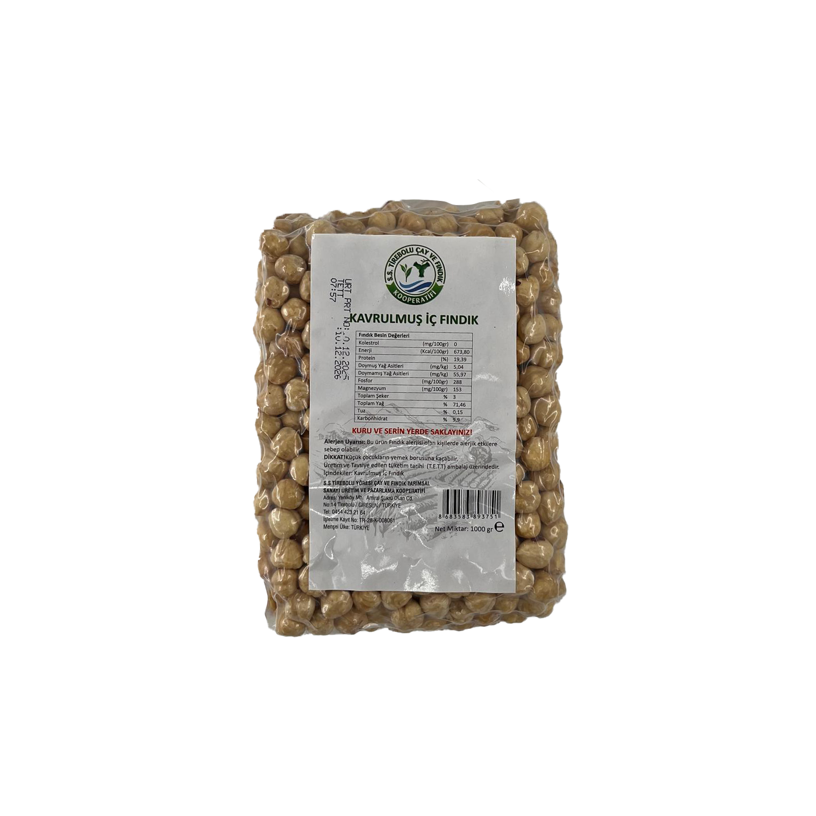 Tirebolu Kavrulmuş İç Fındık 1000 Gr