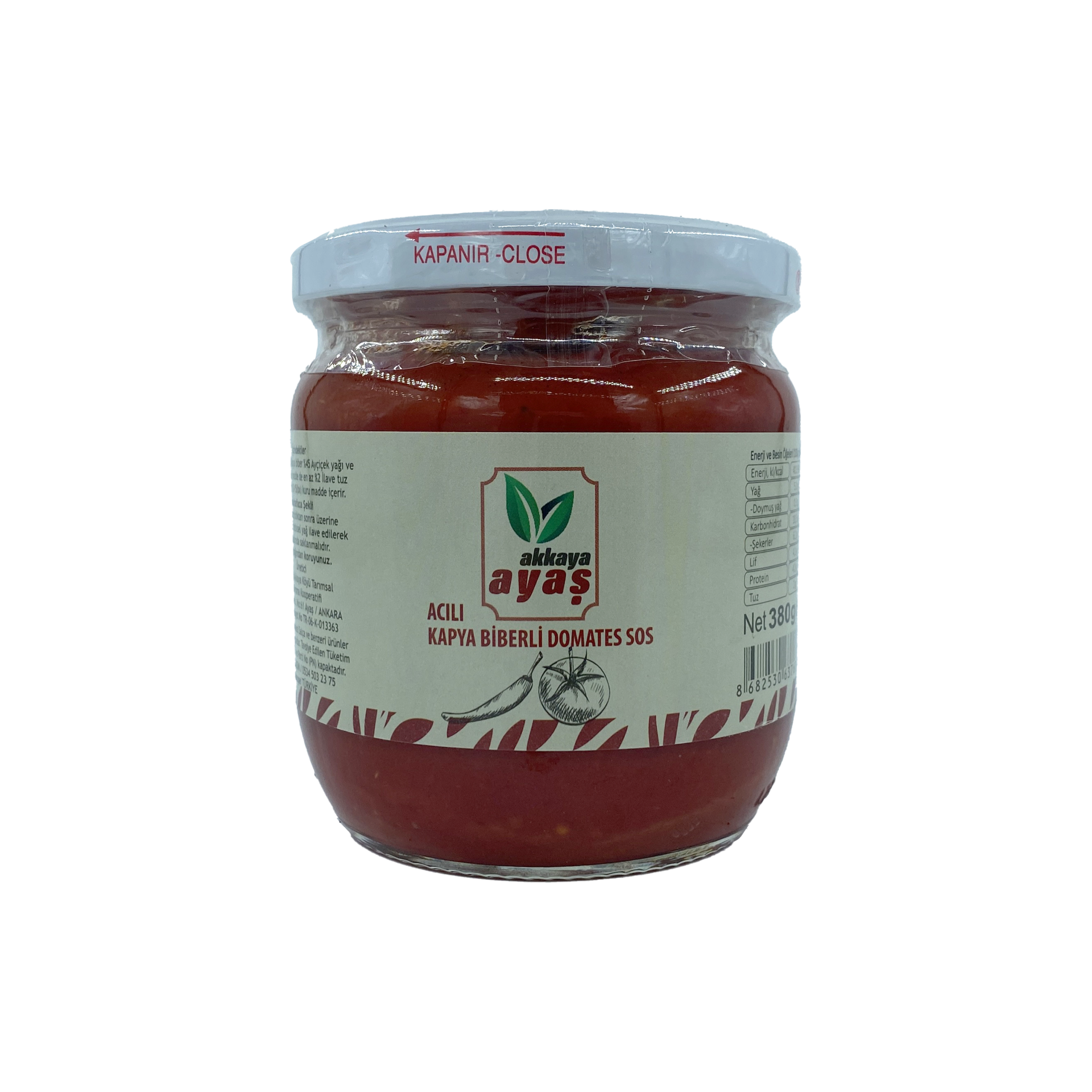 Ayaş Akkaya Acılı Kapya Biberli Domates Sos 380 Gr
